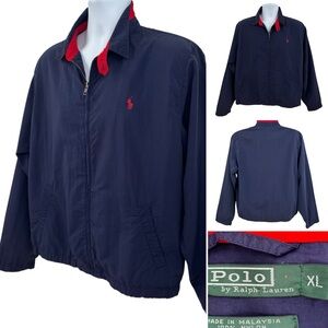 Polo Ralph Lauren Navy Blue Red Nylon Windbreaker Sz. XL Vintage